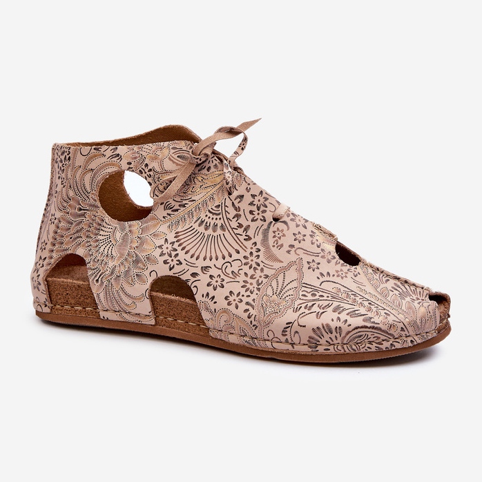 Gemusterte Lederstiefeletten Maciejka 03426-02 Beige 1