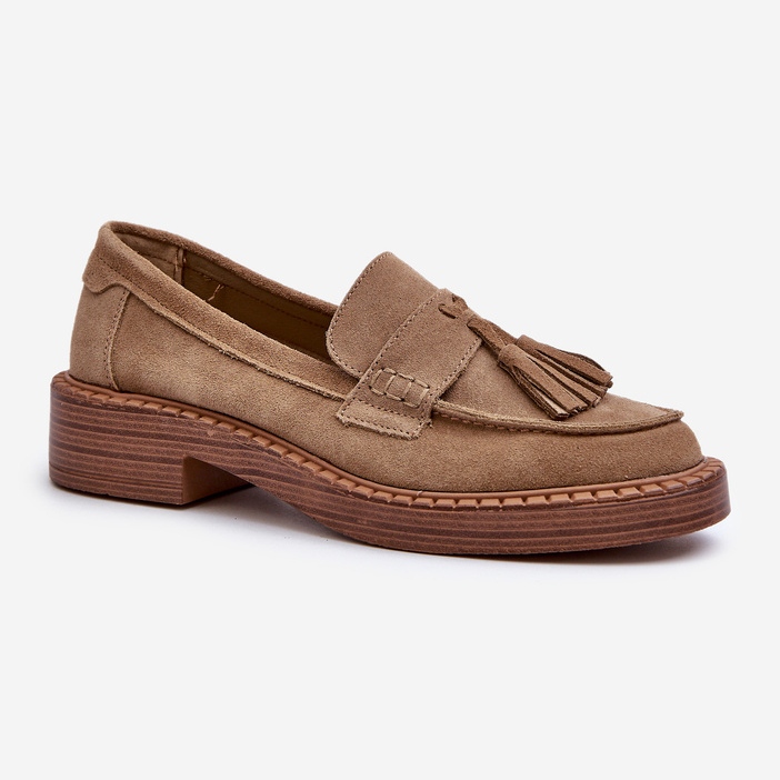S.Barski Damen-Wildledermokassins mit Fransen D&amp;A TW107 Braun 1