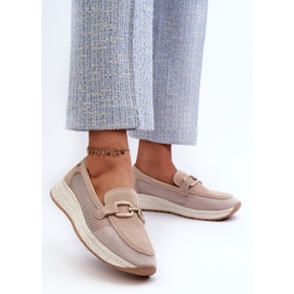 S.Barski Damen-Mokassins aus Wildleder D&amp;A TW210 Beige 2