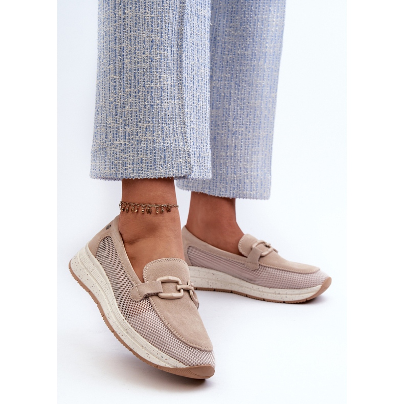 S.Barski Damen-Mokassins aus Wildleder D&amp;A TW210 Beige 2