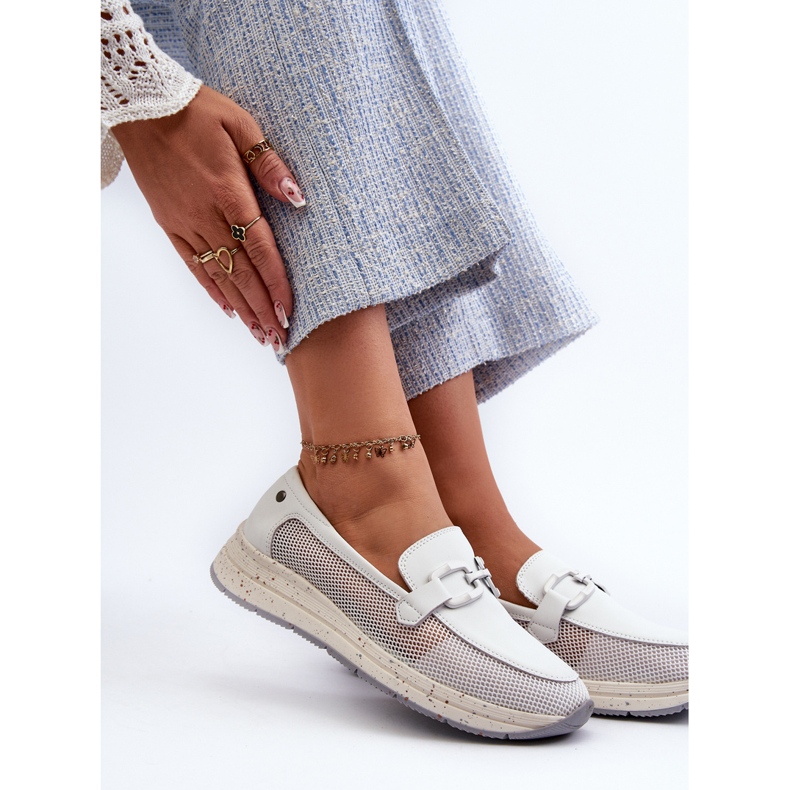 S.Barski Damen-Ledermokassins D&amp;A TW210 Weiß 1