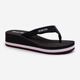 Damen-Flip-Flops mit Keilabsatz Big Star JJ274A332 Schwarz 2