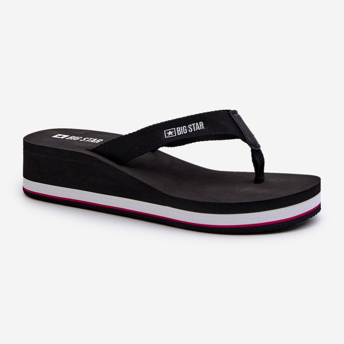 Damen-Flip-Flops mit Keilabsatz Big Star JJ274A332 Schwarz 2