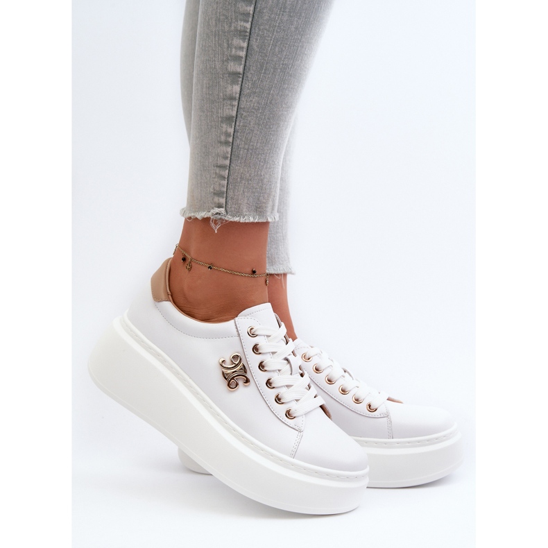 Damen-Ledersneaker auf der Plattform, weißes Pernalia 2
