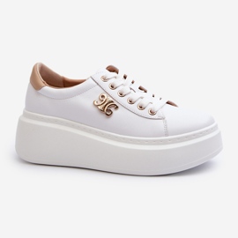 Damen-Ledersneaker auf der Plattform, weißes Pernalia 1