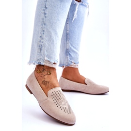 S.Barski Frauen -Wildleder offener Arbeit beige 1