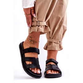 Klassische Damen-Slipper aus Leder mit Klettverschluss in Schwarz von Amedon 1