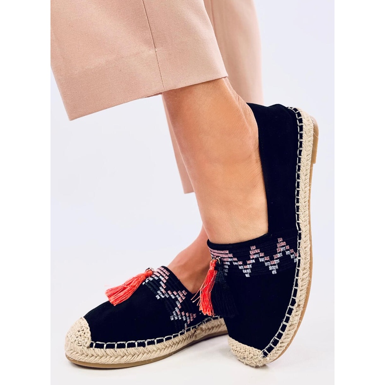 Boho Espadrilles mit Fransen in Birna Black schwarz 1