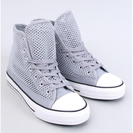Durchbrochene High-Top-Sneaker in Mousse Grey grau 1