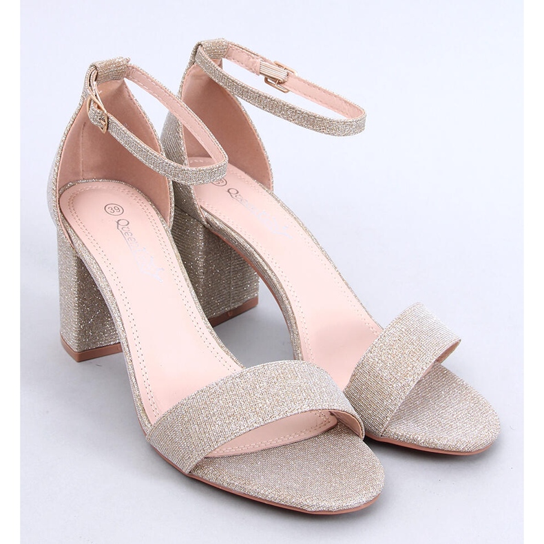 Yanas Gold schillernde Sandaletten mit hohen Absätzen golden 1