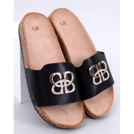 Ibanei Schwarze Flip-Flops aus Kork mit Strasssteinen 1