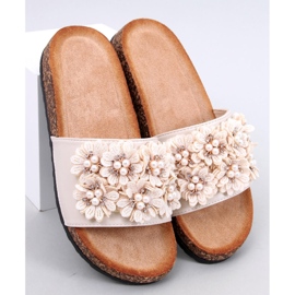 Emiles Beige Korkhausschuhe mit Blumen 1