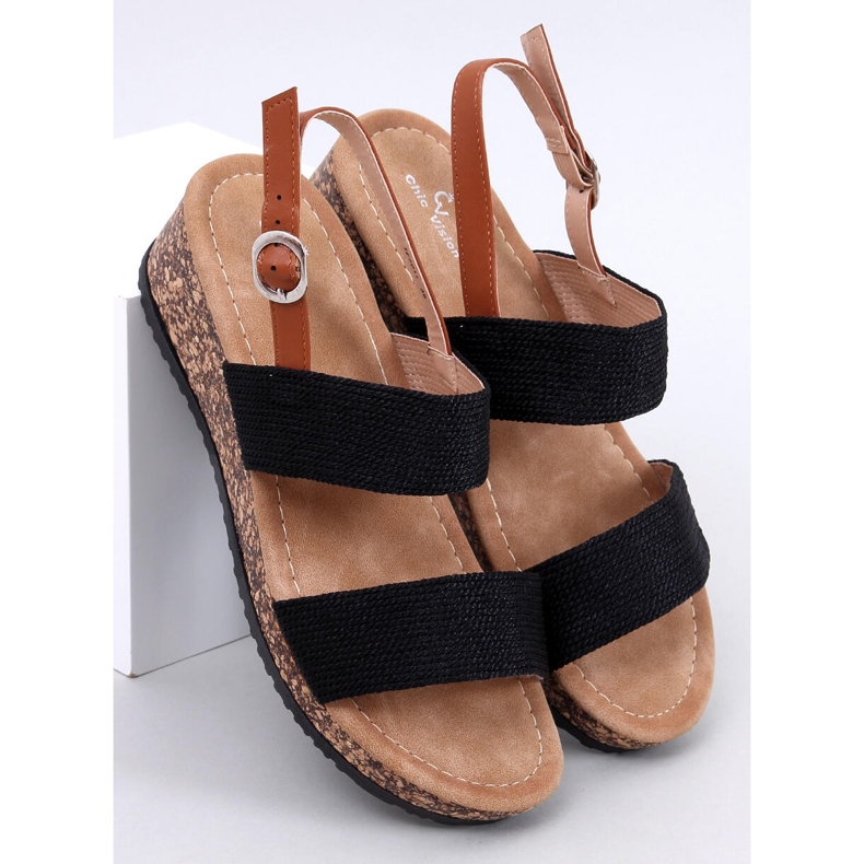 Wadoux Schwarze Keilsandaletten aus Kork 1