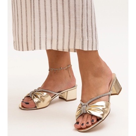 Pantoletten mit hohen Absätzen, verziert mit Anbrani-Zirkonen golden 1