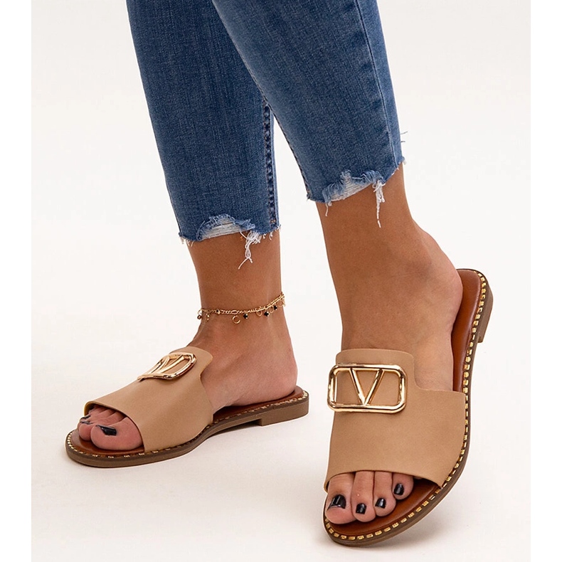 Beigefarbene Flip-Flops mit Mariza-Schnalle 1