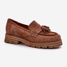 Zazoo 3469 Wildleder-Mokassins für Damen mit Fransen, Braun 1