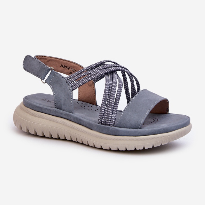 Leichte, bequeme Damen-Sandalen mit Klettverschluss, Blau, Ceclea 1