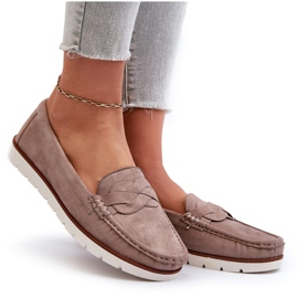 Damen-Mokassins aus Öko-Wildleder, Dunkelbeige Nestalia 10