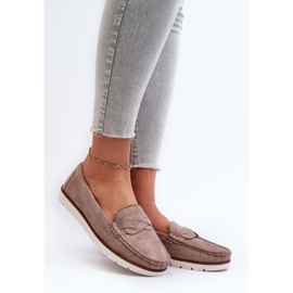 Damen-Mokassins aus Öko-Wildleder, Dunkelbeige Nestalia 3