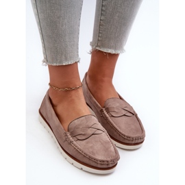 Damen-Mokassins aus Öko-Wildleder, Dunkelbeige Nestalia 6