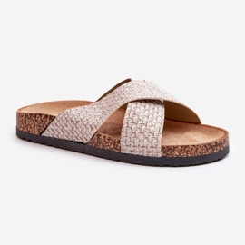 Damen-Flip-Flops auf Kork-Plateau Beige Tesolen 1