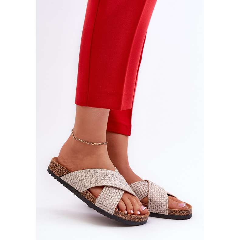 Damen-Flip-Flops auf Kork-Plateau Beige Tesolen 2