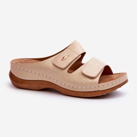 Leichte Damen-Flip-Flops aus Öko-Leder, Beige Frellia 1