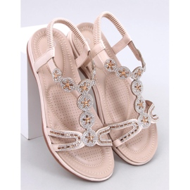 Yvers Beige Sandalen mit dekorativen Zirkonen 1