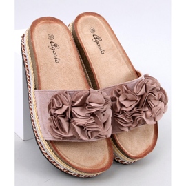 Rabenbeige Flip-Flops mit dicker, bunter Sohle 1