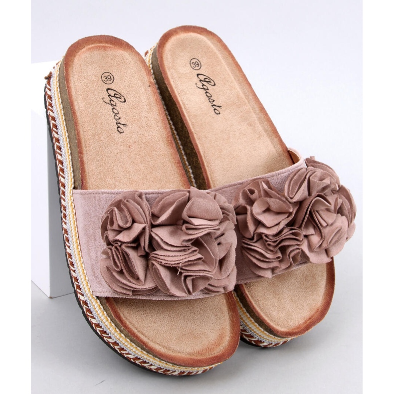 Rabenbeige Flip-Flops mit dicker, bunter Sohle 1