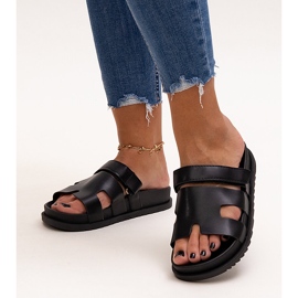 Schwarze Kassis-Flip-Flops mit Klettverschluss 1