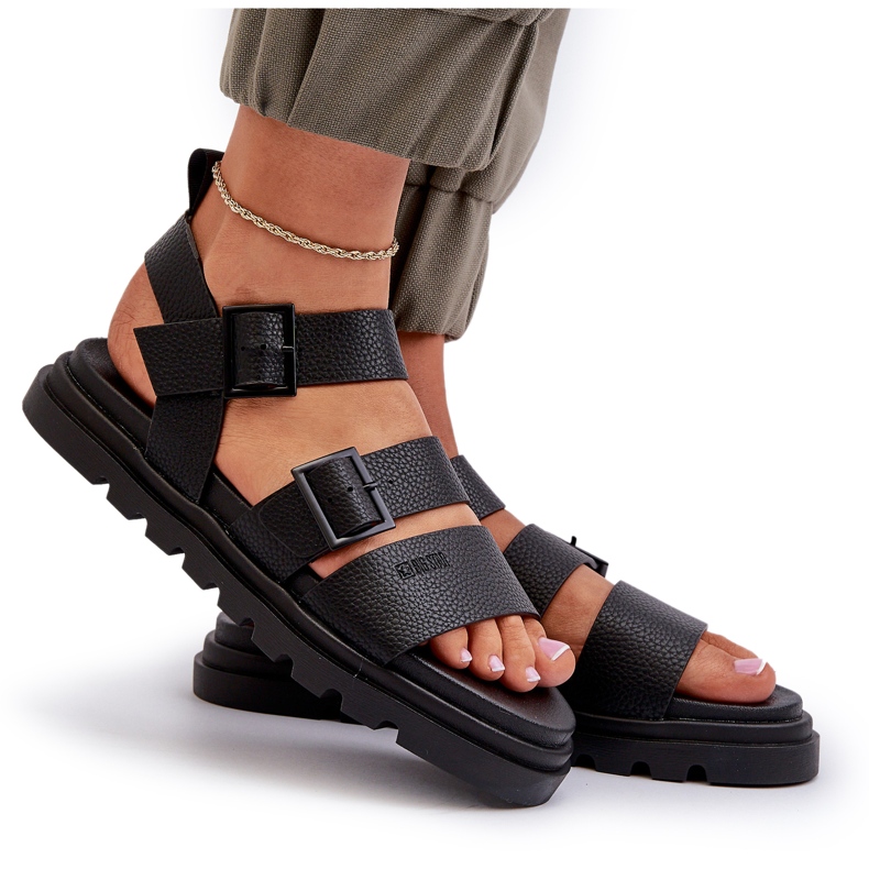 Frauen um Öko-Leder Sandalen Big Star NN274065 Schwarz 4