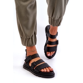 Frauen um Öko-Leder Sandalen Big Star NN274065 Schwarz 1