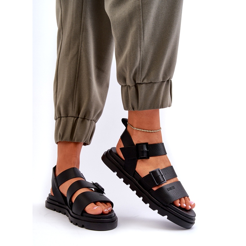 Frauen um Öko-Leder Sandalen Big Star NN274065 Schwarz 2