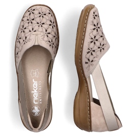 Bequeme Damen-Sommer-Slipper aus Leder, beige Rieker 41356-60 7