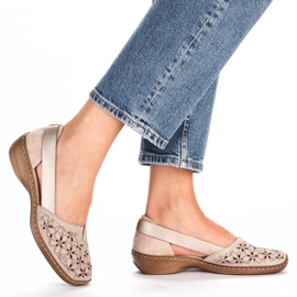 Bequeme Damen-Sommer-Slipper aus Leder, beige Rieker 41356-60 8
