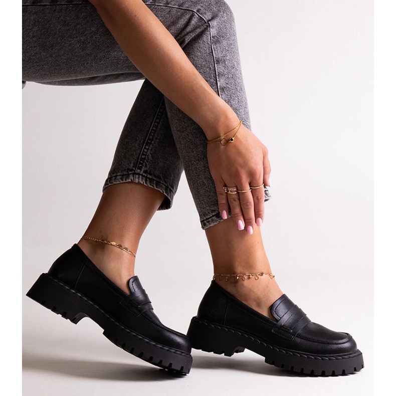 Schwarze Lederschuhe Big Star LL274458 1