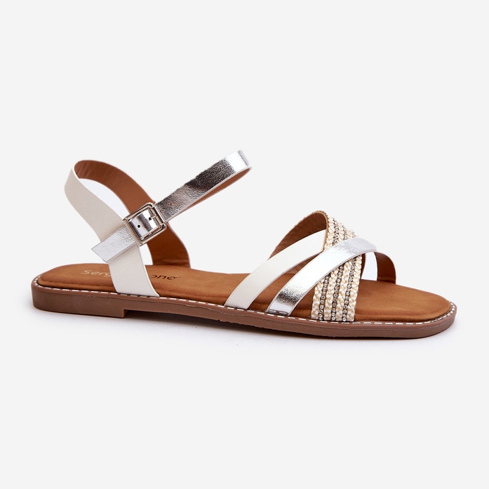 Sergio Leone SK085H Damen-Sandalen aus Öko-Leder, Weiß 1