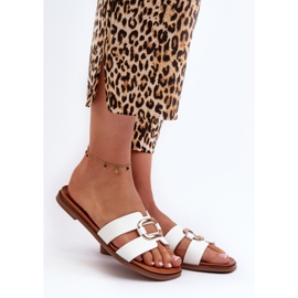 Flache Damen-Flip-Flops aus Öko-Leder Sergio Leone SK077H Weiß 2