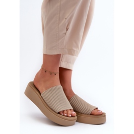 Sergio Leone SK083H Plateau-Flip-Flops für Damen, Beige 2