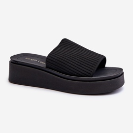 Sergio Leone SK083H Plateau-Flip-Flops für Damen, Schwarz 1