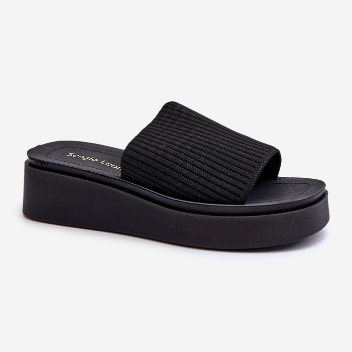 Sergio Leone SK083H Plateau-Flip-Flops für Damen, Schwarz 1