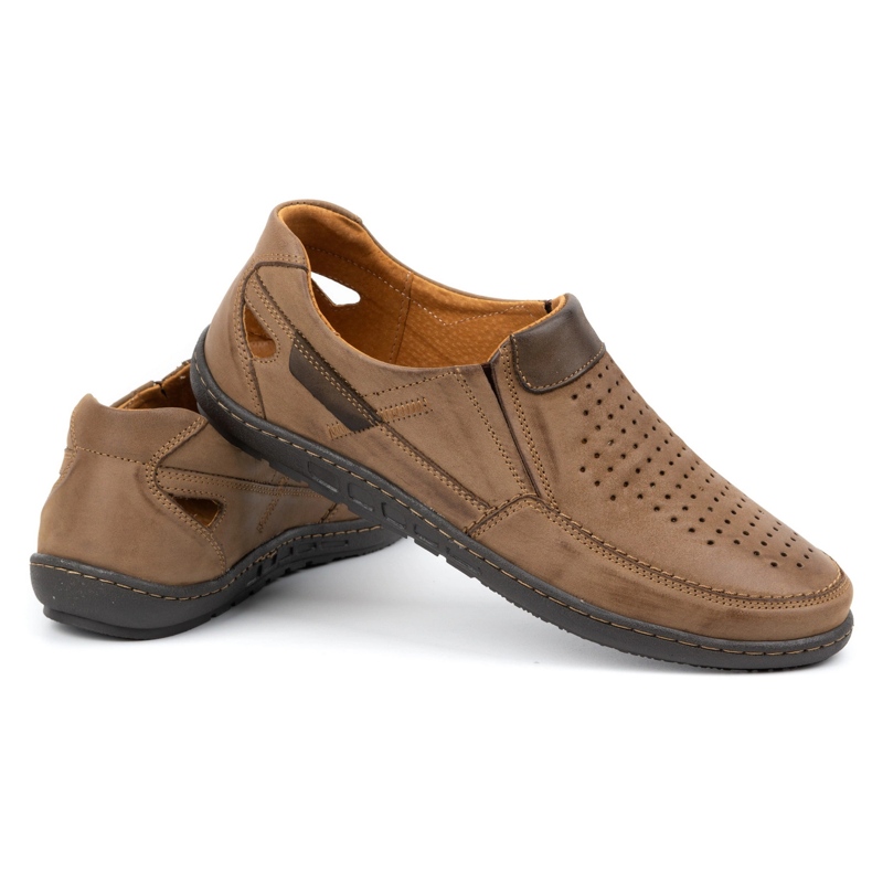 Olivier Herren Leder Slipper für den Sommer 602 braun 5