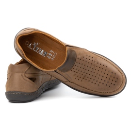 Olivier Herren Leder Slipper für den Sommer 602 braun 3