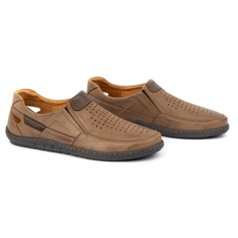 Olivier Herren Leder Slipper für den Sommer 602 braun 2