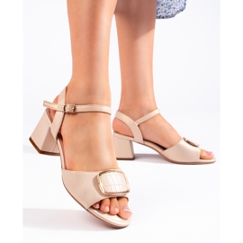 Beige elegante Sandaletten mit hohen Absätzen von Sergio Leone 1