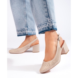 Durchbrochene Pumps mit hohen Absätzen von Sergio Leone beige 1