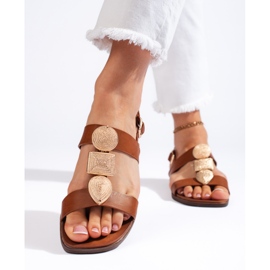 Braune flache Damensandalen von Sergio Leone 1