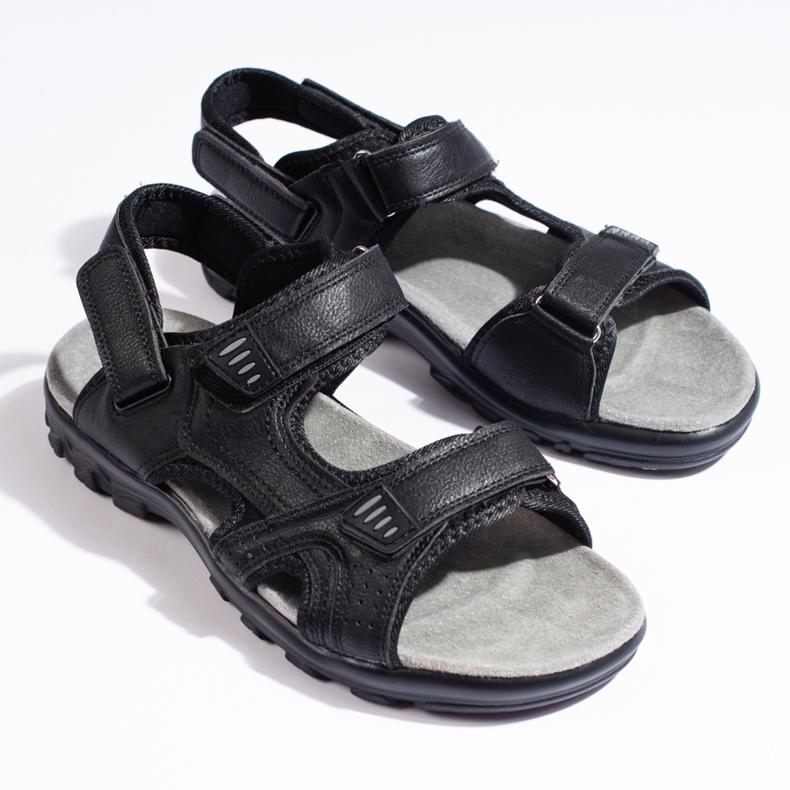 Bequeme schwarze Herrensandalen mit Klettverschluss 1