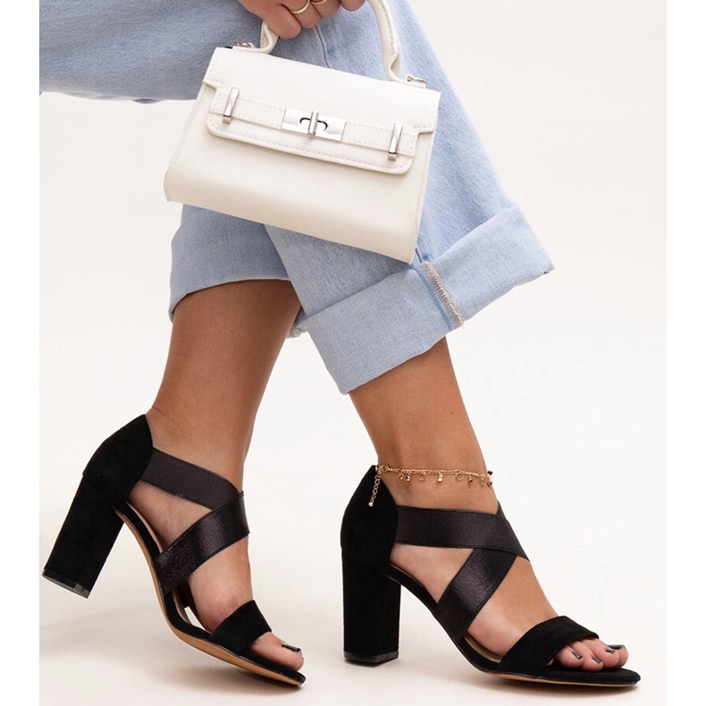 Evento Schwarze Sandaletten mit hohen Absätzen und einer Sewim-Innensohle aus Leder 2